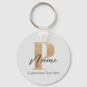 Porte-clés Monogramme moderne Initiale P & Nom Personnalisé (Recto)