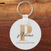 Porte-clés Monogramme moderne Initiale P & Nom Personnalisé (Recto)