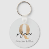 Porte-clés Monogramme Moderne Initiale Q & Nom Personnalisé (Recto)