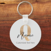 Porte-clés Monogramme Moderne Initiale Q & Nom Personnalisé (Recto)