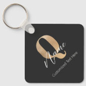 Porte-clés Monogramme Moderne Initiale Q & Nom Personnalisé (Recto)