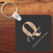 Porte-clés Monogramme Moderne Initiale Q & Nom Personnalisé (Recto)