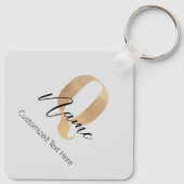 Porte-clés Monogramme Moderne Initiale Q & Nom Personnalisé (Dos)
