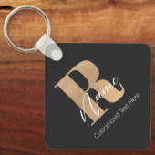 Porte-clés Monogramme Moderne Initiale R & Nom Personnalisé (Recto)