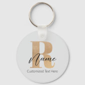 Porte-clés Monogramme Moderne Initiale R & Nom Personnalisé (Recto)