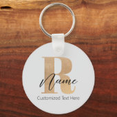 Porte-clés Monogramme Moderne Initiale R & Nom Personnalisé (Recto)