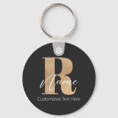 Porte-clés Monogramme Moderne Initiale R & Nom Personnalisé (Verso)