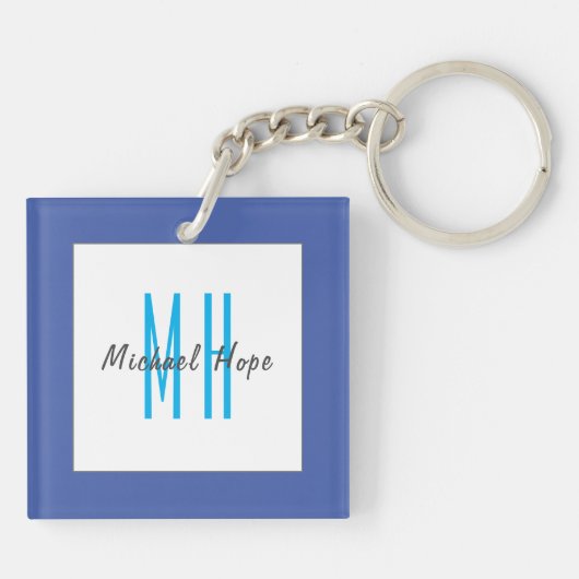 Porte-clés Monogramme moderne Initiales Professional Plain Si (Dos)