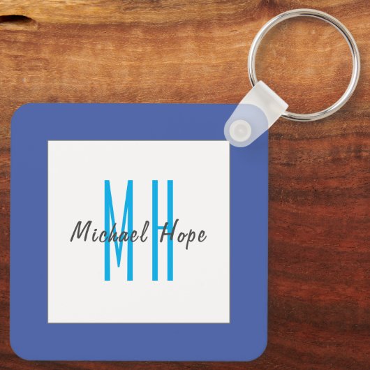 Porte-clés Monogramme moderne Initiales Professional Plain Si (Verso)