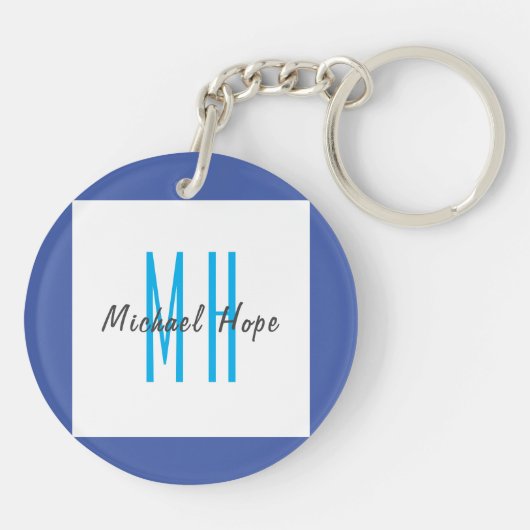 Porte-clés Monogramme moderne Initiales Professional Plain Si (Dos)