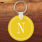 Porte-clés Monogramme moderne jaune et blanc (Recto)