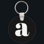 Porte-clés Monogramme moderne Lettre initiale Simple Noir Bla<br><div class="desc">Porte - clé mignon avec monogramme moderne en noir et blanc</div>