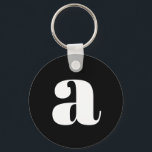 Porte-clés Monogramme moderne Lettre initiale Simple Noir Bla<br><div class="desc">Porte - clé mignon avec monogramme moderne en noir et blanc</div>