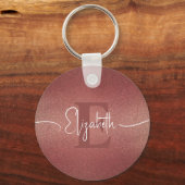 Porte-clés monogramme moderne Maroon Red parties scintillant (Recto)