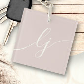 Porte-clés Monogramme Moderne Minimal Élégant Script d'ivoire