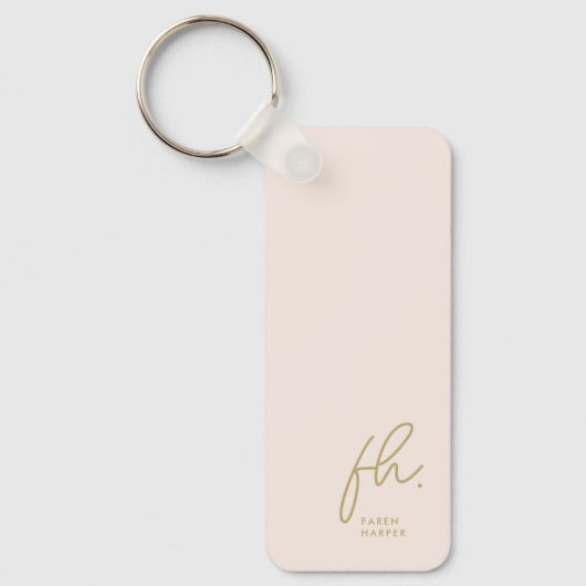 Porte-clés Monogramme Moderne Minimal Initiales De Script Blu (Recto)