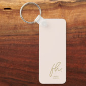 Porte-clés Monogramme Moderne Minimal Initiales De Script Blu (Recto)