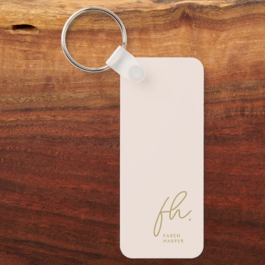 Porte-clés Monogramme Moderne Minimal Initiales De Script Blu (Recto)