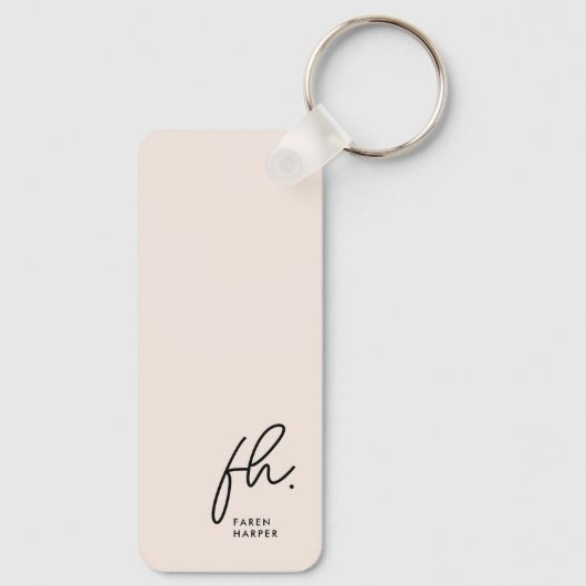 Porte-clés Monogramme Moderne Minimal Initiales De Script Ros (Verso)