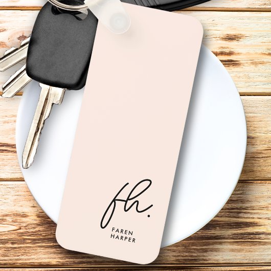 Porte-clés Monogramme Moderne Minimal Initiales De Script Ros