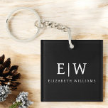 Porte-clés Monogramme moderne minimaliste noir et blanc<br><div class="desc">Découvrez notre collection minimaliste moderne de monogrammes noirs et blancs : Faites preuve de simplicité et de sophistication grâce à nos designs minimalistes, conçus pour élever votre style sans effort. Réalisée avec un oeil attentif pour l'esthétique moderne, cette collection présente des motifs noirs et blancs épurés accentués par des monogrammes...</div>