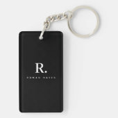 Porte-clés Monogramme Moderne Minimaliste Point Gras Noir Bla (Dos)