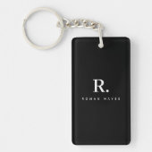 Porte-clés Monogramme Moderne Minimaliste Point Gras Noir Bla (Devant)