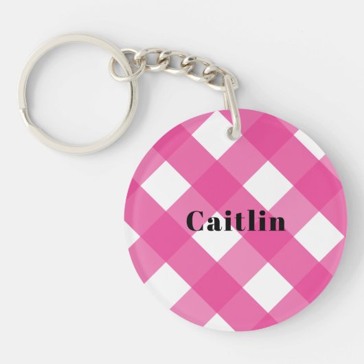 Porte-clés Monogramme moderne moderne de vérification rose si (Devant)