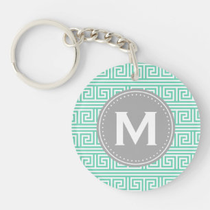 Porte-clés Monogramme Moderne Monnaie grecque Motif clé