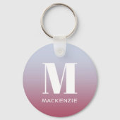 Porte-clés Monogramme moderne Nom initial Pink Blue Gradient (Recto)