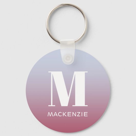 Porte-clés Monogramme moderne Nom initial Pink Blue Gradient (Verso)