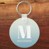 Porte-clés Monogramme moderne Nom initial Turquoise Aqua Grad (Recto)