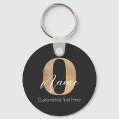 Porte-clés Monogramme moderne O & Nom initial Personnalisé (Verso)