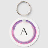 Porte-clés Monogramme Moderne Rose et Violet (Recto)