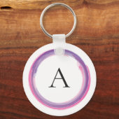 Porte-clés Monogramme Moderne Rose et Violet (Recto)