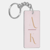 Porte-clés monogramme moderne rose pâle (Devant gauche)