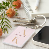 Porte-clés monogramme moderne rose pâle (Devant droit)