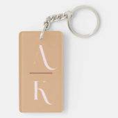 Porte-clés monogramme moderne rose pâle (Dos)