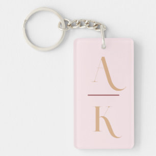 Porte-clés monogramme moderne rose pâle