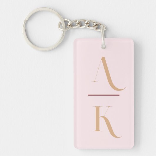 Porte-clés monogramme moderne rose pâle (Devant)