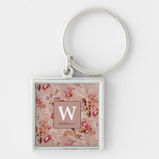 Porte-clés Monogramme moderne vintage Cute floral pour son ro