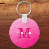 Porte-clés Monogramme Motif à maillage géométrique rose chaud (Recto)