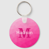 Porte-clés Monogramme Motif à maillage géométrique rose chaud (Verso)