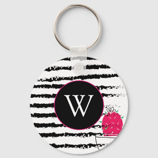 Porte-clés Monogramme motif de cactus roses (Recto)