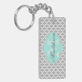 Porte-clés Monogramme Motif élégant Grey Aqua (Devant gauche)