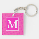 Porte-clés Monogramme motif rose chaud cercles (Dos)