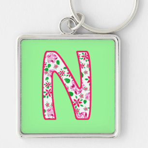 Porte-clés Monogramme N Porte - clé Personnalisé, Motif Flora
