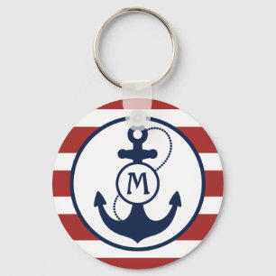 Porte-clés Monogramme nautique rouge d'Ancre
