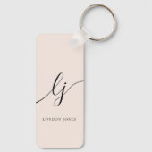 Porte-clés Monogramme Neutre Moderne Minimaliste Élégant (Verso)
