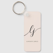 Porte-clés Monogramme Neutre Moderne Minimaliste Élégant (Recto)